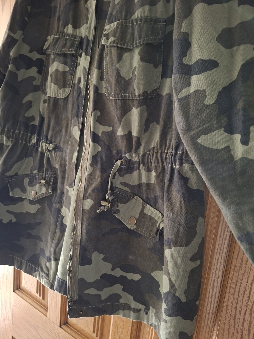 JustFab Olive & Dark Green Camo Utility Jacket - Picture 2 of 6